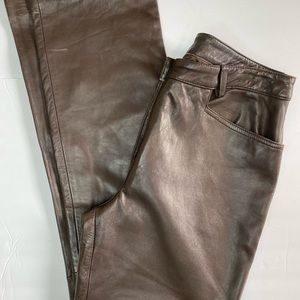 North Beach brown leather boot cut pants 10
